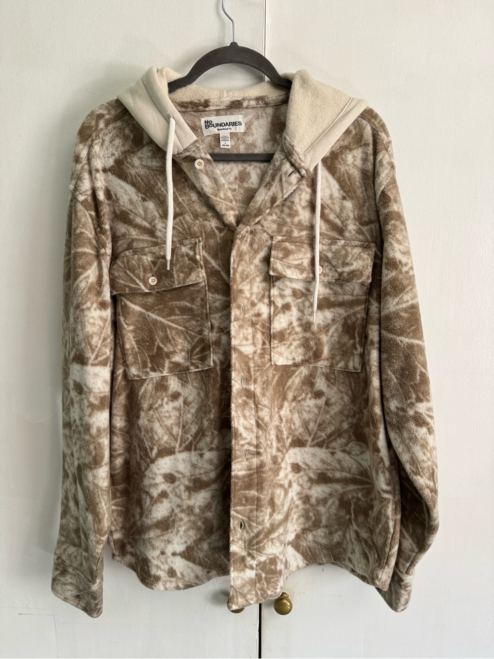No Boundaries Cream and Brown Tie-Dye Hooded Shacket
